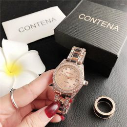 Wristwatches Gold Watch For Woman Fashion Rhinestone Women Quartz Luxury Wristwatch Ladies Relogio Feminino