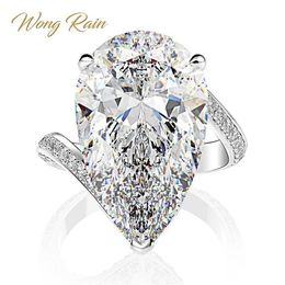 Wong Rain Luxury 100% 925 Sterling Silver Created Moissanite Gemstone Wedding Engagement Diamonds Ring Fine Jewelry Whole 20111789