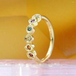 Cluster Rings Shine Gold Plated Infinity Stones Ring With Colorful Cz Fashion Jewelry For Women