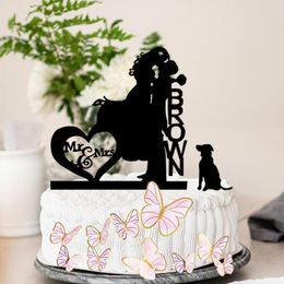 Festive Supplies Custom Wedding Cake Topper Of Your Name Butterfly As Gift Personalized Romantic Embellishment For Wedding&Anniversary