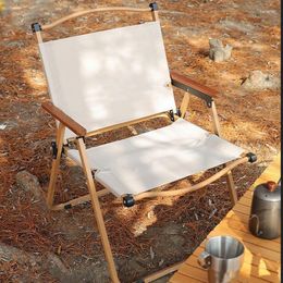 Camp Furniture Outdoor Beach Folding Chair Portable Camping Carbon Steel Wood Grain Travel Equipment Comite