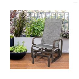 Camp Furniture SmileMart Fabric And Steel Porch Glider Chair For Outdoor Garden Patio Grey Chairs Balcony