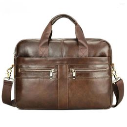 Briefcases Genuine Leather Men Briefcase Business Office Laptop Bag Tote Male Handbag Casual Shoulder Messenger Large Capacity