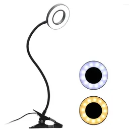 Table Lamps Clip-on Desk Lamp USB Flexible Reading Dimming Eye Protection Makeup Light For Nail Beauty Travel Bedroom Lighting