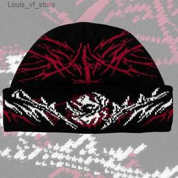 Beanie/Skull Caps Gothic Grunge creative irregular pattern knitted warm men's Caps aesthetic Y2K punk hip-hop streetwear Beanies Hat 2023 T2301027