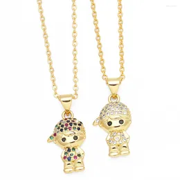 Pendant Necklaces FLOLA Small Gold Plated Cool Boy For Kids Children Copper CZ Crystal Family Jewelry Birthday Gifts Nkes84