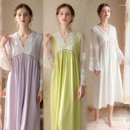 Women's Sleepwear Women Elegant Lace Long Sleeve Nightgowns Sleepshirts Nightdress Home Pyjamas Soft Lingerie Summer Clothes