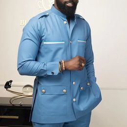 Men s Suits Blazers 2023 in African Men Suit Solid Colour Button Jacket and Pants 2 Piece Set Wedding Business Setting Sets 231027