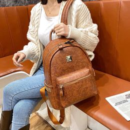 Backpack Women's Korean Version New ins Popular Leisure PU Soft Leather Travel Bag Student School Purses Outlet