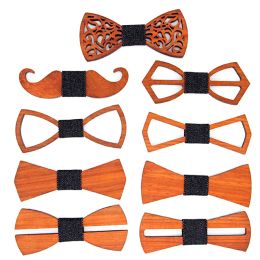 New Wooden Bow Tie For Men Unisex Hollow Out Carved Retro Wooden Neck Ties Adjustable Strap Bowknots Bowtie