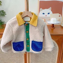 Jackets Kids Outerwear Girls Winter Coat Baby Boy Clothes Colourful Stitching Fleece Boys Jacket