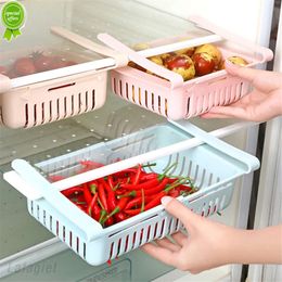 Household Organiser Fridge Fruit Storage Box Extendable Refrigerator Storage Shelf Holder Pull-out Drawer Kitchen Accessories