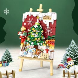 Aircraft Modle Mini Christmas Tree Building Blocks Kids Toys DIY Diorama Puzzle Gift Girls Boys Holiday Home Decoration 231027