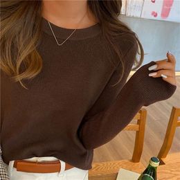 Women's T Shirts Long Sleeve Solid Color T-Shirt Women Chic Autumn Thin Loose Knitted Top Hollow Short Slim Workout Blouse Fashion