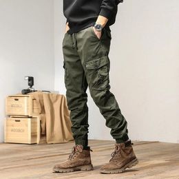 Men's Pants 2023 Casual Workwear Autumn Style Youth Loose Fitting Multi Pocket Cuffed Small Leg Fashionable Trend