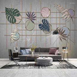 Wallpapers Custom 3D Stereo Mural Modern Creative Light Luxury Tropical Plant Leaves Wallpaper Office Study Room Decor Landscape Wall Cloth