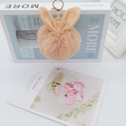Fox fur rabbit ears plush artificial keychain bag pendant Key Rings312u