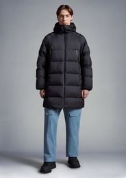 2023 Autumn Winter Men's White Duck Down Parkas Jackets Zipper Hooded Striped Man's Slim Long Coats MKM005