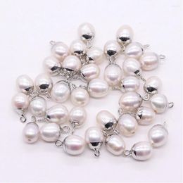 Pendant Necklaces Real Natural Freshwater Pearl Pendants Irregular Rice-shaped White Pearls Charms For Jewellery Making DIY Necklace Earring