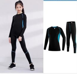 2023Children's tight fitting training suit, boys and girls' sports suit, running fitness suit, basketball, football, roller skating, and quick drying clothes