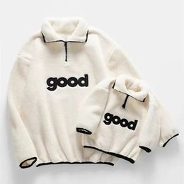 Family Matching Outfits Parent Child Winter Clothes For Fashion Thick Hoodies Children Zip Hoodie Plush Dad Mom Son Daughter Sweatshirt 231027