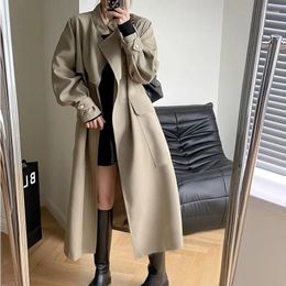 Women's Trench Coats 2023 Elegant Autumn Fashion Long Coat Women Jacket Casual Slimming Belt Loose Office Lady