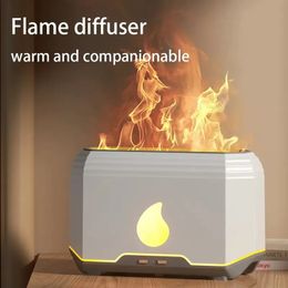 Essential Oils Diffusers Flame Aroma Diffuser Simulation Air Humidifier LED Oil Lamp Difusor For Home Electric Ultrasonic 231026