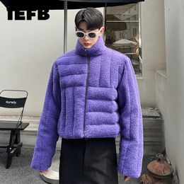 Men's Down Parkas IEFB Lamb Wool Cotton Men Coat Short Thick Korean Fashion Zipper Stand Collar Casual Solid Colour Male Jacket 9A6010 231026