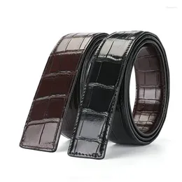 Belts Creative Design Luxury Double Sided Crocodile Belly Belt Genuine Leather Men's Smooth Buckle No Splicing Pants 45