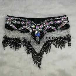 Stage Wear 2023 High Quality Women's Sequins Belly Dance Costume Sexy Hip Scarf Wrap Bellydance Belt With Tassel Beading Waist Chain 1618