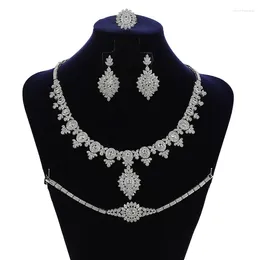 Necklace Earrings Set HADIYANA Simple Designer Vintage Women Wedding Ring And Bracelet Zircon CNY126 Birthday Gifts