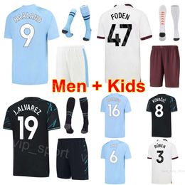 Man Youth 3 DIAS Soccer Jerseys 2023-24 Club 25 AKANJI 8 KOVACIC 17 DE BRUYNE 24 GVARDIOL 9 HAALAND 19 ALVAREZ 16 RODRI 47 FODEN 6 AKE 2 WALKER Football Shirt Kits ManCheng