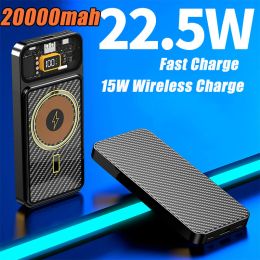 20000mAh Transparent Magnetic Power Bank 22.5W 15W Fast Charging Wireless Powerbank External Battery for iPhone 12 Xiaomi Huawei