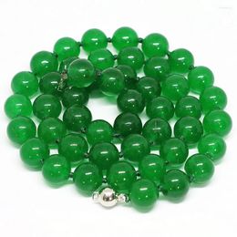 Chains Malaysia Green Chalcedony Jades Stone Fashion Women Round Beads 8 10 12mm Charms Party Necklace Gift Chain Jewelry 18inch