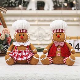 Stuffed Plush Animals 1/2Pcs Gingerbread Man Doll Christmas Plush Dolls Stuffed Animals toys New Year Kids Gift 2023 Home Christmas DecorationsL231027