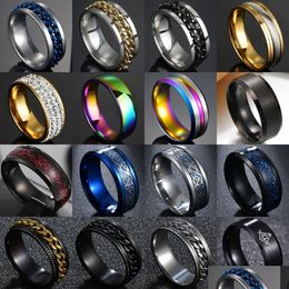 Band Rings 6/8Mm Punk Titanium Steel Ring Roman Numeral Twist Chain Rings For Men Drop Delivery Jewellery Ring Dhgarden Otafy