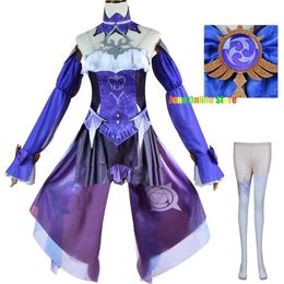 Genshin Impact Full Set Fischl Cosplay New Skin Ein Immernachtstraum Maid Costume Shoes Wig Anime Halloween Outfit