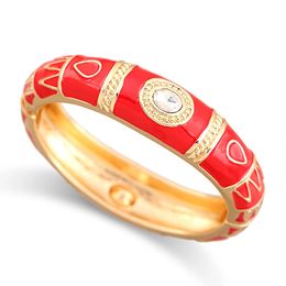 Bangle Trendy Handmade Enamelled Colourful Statment Cuff Bracelet for Women Girl Gold Plated Inlaid Crystal Bangle Jewellery 231027