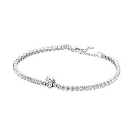 S925 Sterling Silver Tennis Charm Bracelets for Women Girls Bling Diamond Shining Crystal CZ Zircon Pure Silver Luxury Love Designer Bracelet Party Jewellery