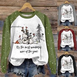 Women's Hoodies It's The Most Wonderful Wine Of Year Snowman Letter Print Crew Neck Womens With Lace Trim Women Tunic 3 4 Sleeve