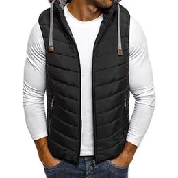 Vest Men Chalecos Para Hombre Vest Autumn Winter Men's Stylish Padded Body Warmer Hooded Down Jacket Zipper Slim Coat198u