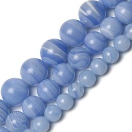 Other Natural Stone Beads Blue Lace Agates Round Loose For Jewellery Making Needlework Diy Charms Bracelet 6 8 10mm2604