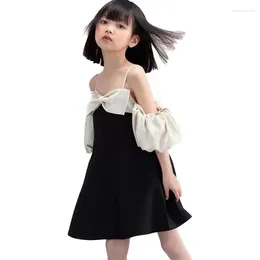 Girl Dresses Young Girls Design Two Ways To Wear Clothes 2023 Fashion Elegant Bow Patchwork High Grade Teen Dress 5-14Years