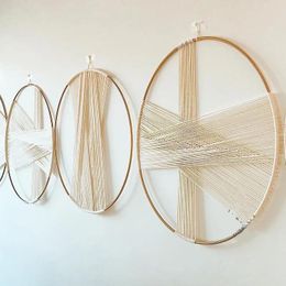 Tapestries Creative Round Wall Decoration Macrame Hanging Nordic Simple Gold Hoop Cotton Woven Tapestry Ornaments