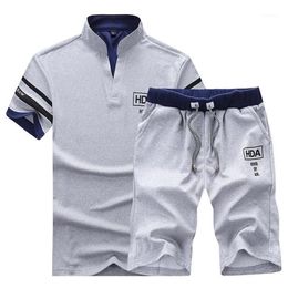 Men's Tracksuits Men Sweat Suits Brand Clothing Casual Suit Summer Sets Stand Collars Streetwar Tops Tees Shorts Fashion Mens228s