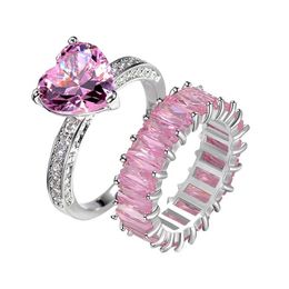 Band Rings Pink Rings Inlaid With Zircon Jewellery For Women Fashion Party Bijoux Drop Delivery Jewellery Ring Dhgarden Otsv2