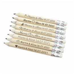 Other Event Party Supplies Personalised Engraved Wooden Pencils Customised School Decor Pen With Rubber Wedding Gift Favours Baby Shower Party 10CM 231026