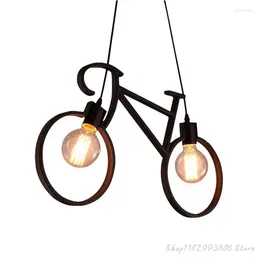 Chandeliers Vintage Iron Bicycle Shape LOFT White Black Chandelier Bedroom Living Room Lamps