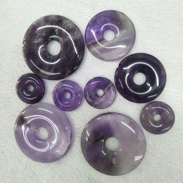 10pcs lot 20mm 30mm 40mm Natural Amethyst Stone Beads Donuts Shape Loose Beads For Jewellery Making Ring Circle Beads Pendants260j