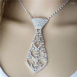 Bow Ties Women Sexy Glitter For Rhinestone Necktie With Adjustable Long Chain Hollow Clavicle Shiny Jewelry Diamond Necklace Chok